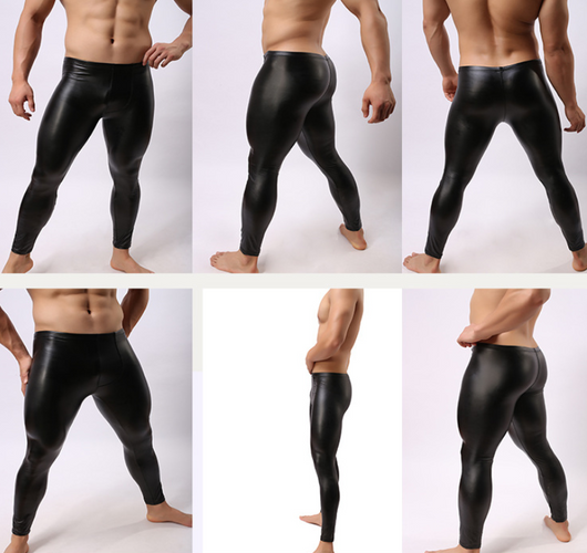 Pantalones de Cuero Sintético Ajustados para Hombre - Diseño Escénico Profesional - Image 3
