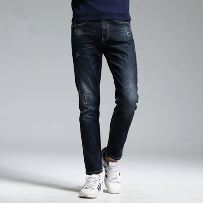 Pantalones Vaqueros Elásticos para Hombre con Detalles Rotos - Image 4