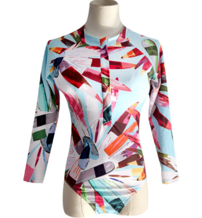 Traje de Baño Enterizo Floral con Manga Larga - Image 2