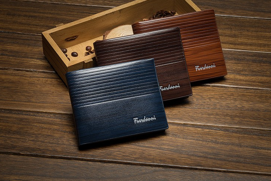 Cartera de Cuero PU con Detalles de Madera