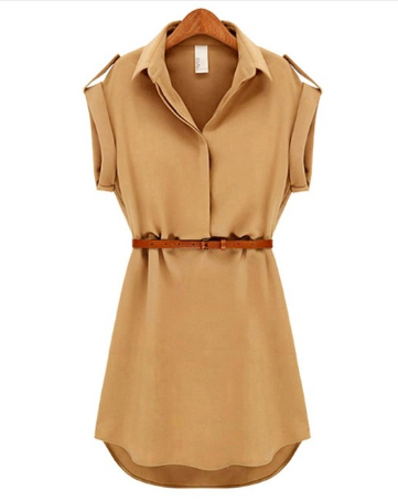 Vestido Casual de Verano Mujer Chifón Suelto con Cinturón