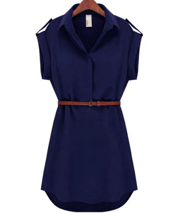 Vestido Casual de Verano Mujer Chifón Suelto con Cinturón - Image 4