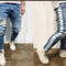 Pantalones Vaqueros Azules Rotos Ajustados - Tendencia Europa y Estados Unidos