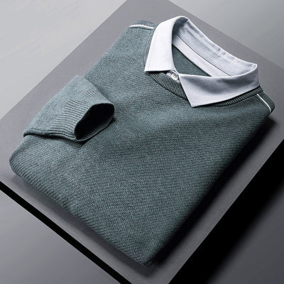 Suéter Falsa Dos Piezas con Cuello Acolchado para Hombre - Image 3
