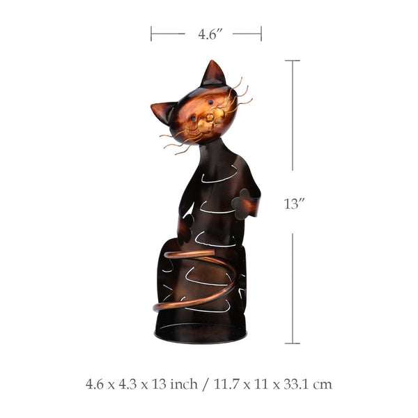 Soporte para Vinos Decorativo Gato de Hierro