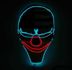 Máscara Luminosa EL Payaso Bandera - Tema Cosecha y Payday2
