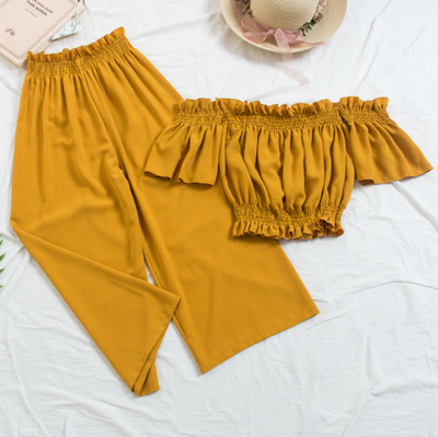 Conjunto de Playa Dos Piezas: Top Crop Escote Halter + Pantalón Suelto Feminino - Image 5