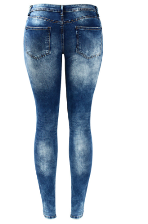 Jeans Ajustados de Algodón Elastizado con Rotos en los Pies para Mujer - Image 2