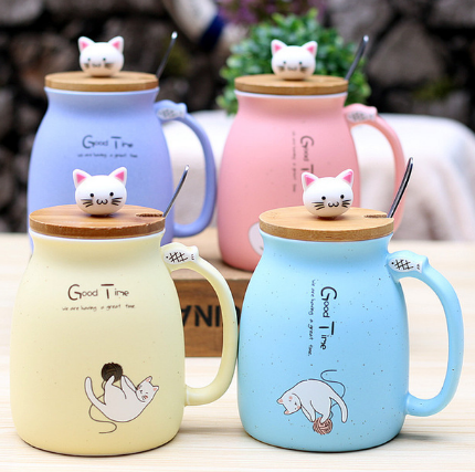 Taza Térmica Infantil con Tapa - Diseño Gatito Cerámica para Leche y Café - Image 2
