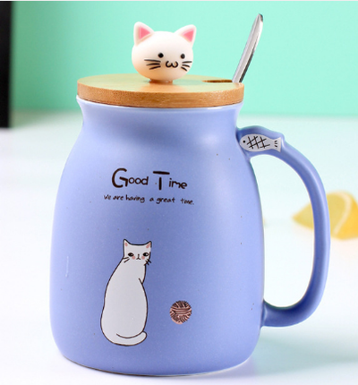 Taza Térmica Infantil con Tapa - Diseño Gatito Cerámica para Leche y Café - Image 5