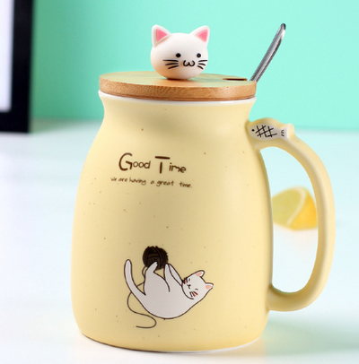 Taza Térmica Infantil con Tapa - Diseño Gatito Cerámica para Leche y Café - Image 6