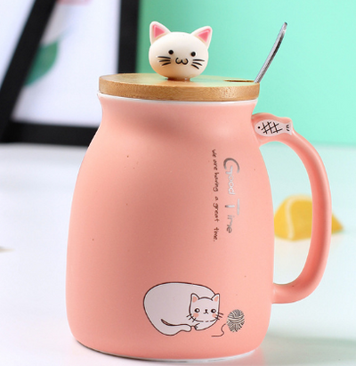Taza Térmica Infantil con Tapa - Diseño Gatito Cerámica para Leche y Café - Image 4