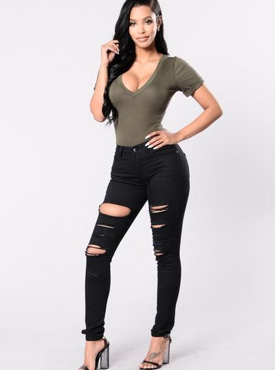 Jeans Rotos Ajustados para Mujer - Cintura Media Estilo Cowboy - Image 3