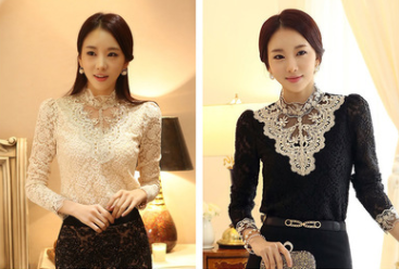 Blusa de Encaje Ajustada Estilo Coreano Talla Grande para Mujer - Image 3