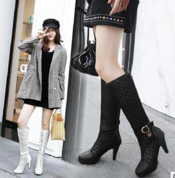 Botas de Red Caladas Blancas para Mujer - Caña Alta Verano