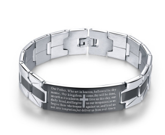 Pulsera de Acero Negro con Cruz para Hombre - Image 9