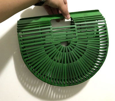 Bolsa de Bambú Tejida - Clutch Portátil Semicircular - Image 6