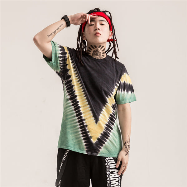 Playera Tie-Dye Holgada de Manga Corta Estilo Hippie