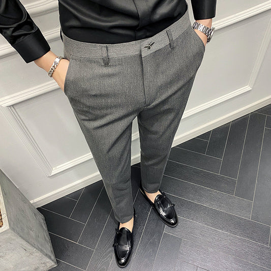 Pantalones Casuales Slim Fit de Color Liso - Elegancia Inglesa
