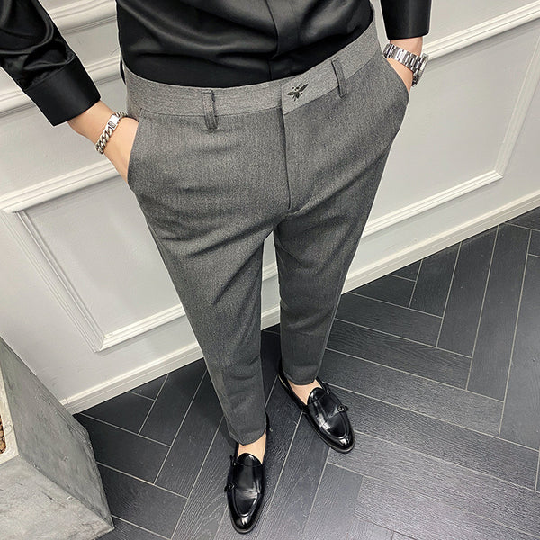 Pantalones Casuales Slim Fit de Color Liso - Elegancia Inglesa