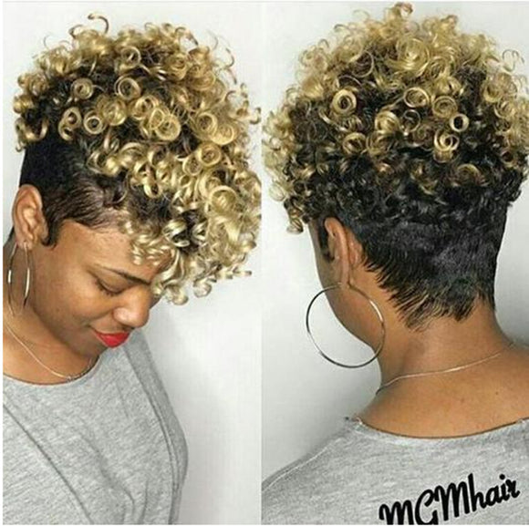 Cabello Rizado Corto Teñido Africano