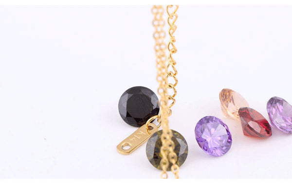 Collar de Titanio Acero con Diamante en 8 Colores
