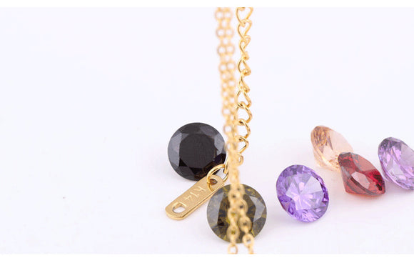 Collar de Titanio Acero con Diamante en 8 Colores