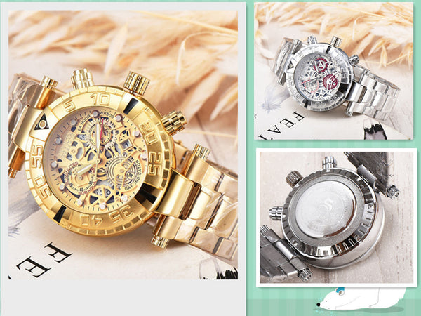 Reloj de Hombre Acero Inoxidable Esfera Grande Cuarzo Premium