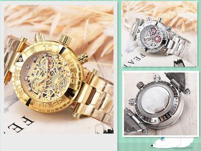 Reloj de Hombre Acero Inoxidable Esfera Grande Cuarzo Premium