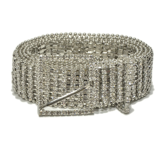 Cinturón Cadena de Diamantes Brillantes de Ocho Filas
