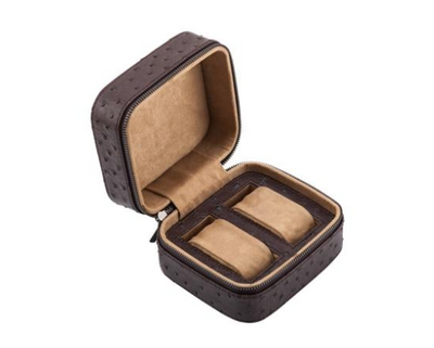 Estuche Portátil para Reloj en Cuero de Avestruz con Cierre y Asa de Viaje - Image 11