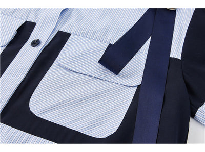 Camisa de Moda con Ribetes en Contraste Azul - Image 13
