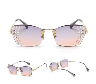 Gafas de Sol sin Marco con Diamantes Espejo Destellantes