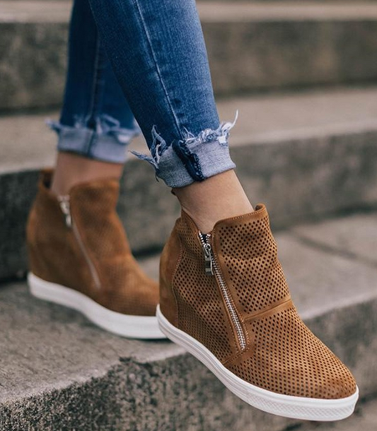 Zapatos Casuales para Mujer con Punta Redonda y Diseño Calado
