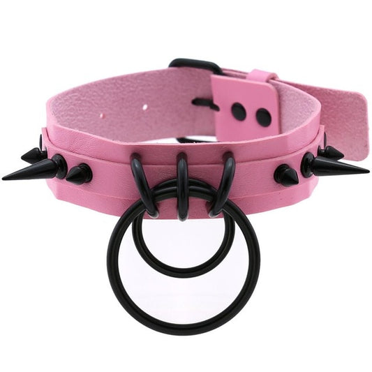 Collar Choker Punk con Remaches y Hebilla - Unisex Negro