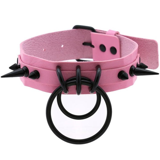 Collar Choker Punk con Remaches y Hebilla - Unisex Negro