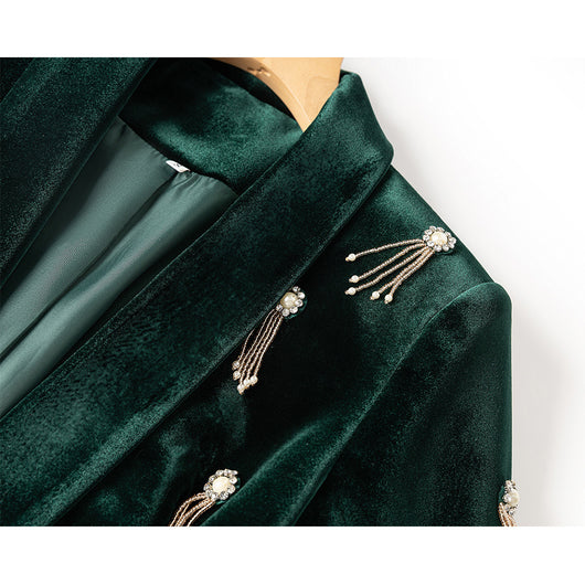 Traje de Terciopelo con Detalles de Cuentas para Mujer - Image 6