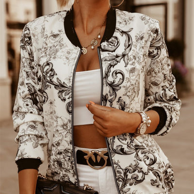 Chaqueta Corta Estampada de Manga Larga Ajustada - Image 10