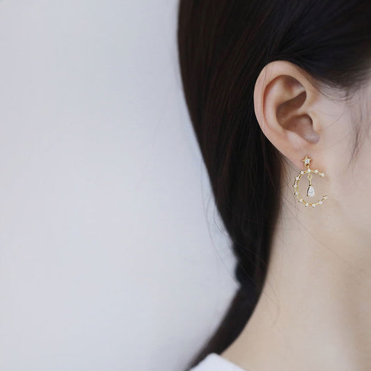 Aretes de Encaje Lunar con Diamantes - Image 2