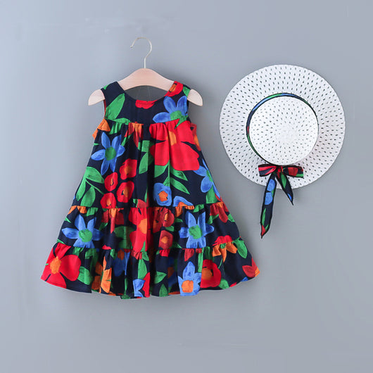Vestido Infantil Sin Mangas Cuello Redondo - Colores Sólidos Verano - Image 3