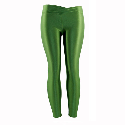 Pantalones Capri Elásticos Talle Bajo Brillante en Colores Neón para Mujer - Image 4
