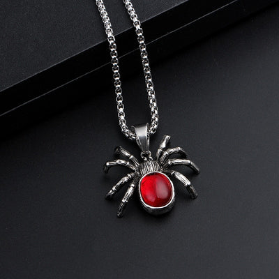 Collar Colgante Araña Viuda Negra Gótico Punk Vintage para Hombre con Cristal Rojo Grande - Image 2
