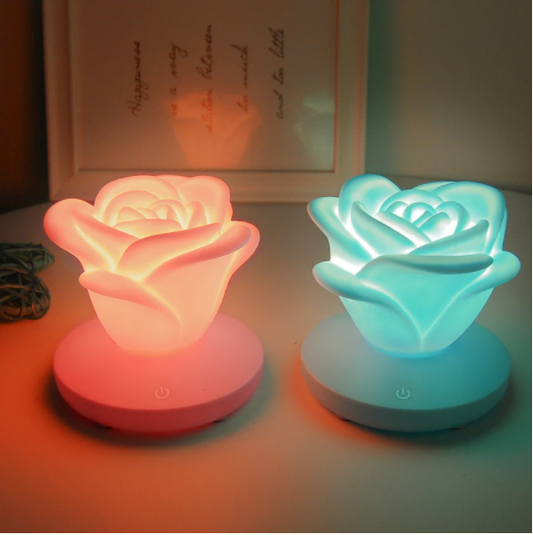 Lámpara Nocturna Rosa Romántica con 3 Niveles de Luz Ajustable