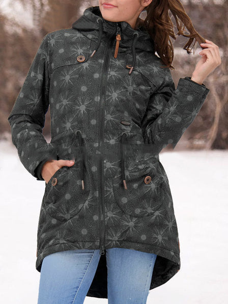 Chaqueta Larga con Capucha y Estampado de Lunares - Image 6