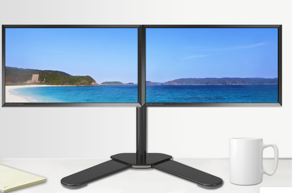 Soporte Dual para Monitor con Elevación Libre y Rotación Universal