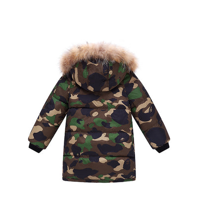 Chaqueta Acolchada Infantil con Cuello de Pelaje Desmontable - Camuflaje - Image 7