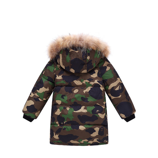 Chaqueta Acolchada Infantil con Cuello de Pelaje Desmontable - Camuflaje - Image 7