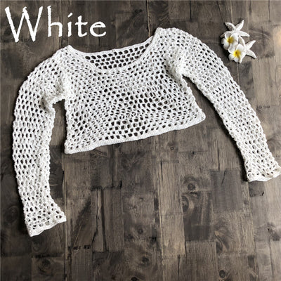 Blusa de Algodón Tejida a Mano con Diseño de Red de Pesca - Image 3