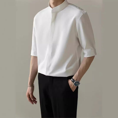 Camisa Manga Corta con Cuello de Pie para Hombre - Image 17
