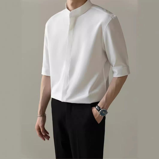Camisa Manga Corta con Cuello de Pie para Hombre - Image 17